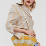 ZARA  Yellow and Cream Beaded Gingham Crossbody/Shoulder Bag Photo 0