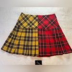 Zaful  Split Plaid Pleated Mini Skirt Sm Red Yellow Tartan Photo 2