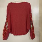 Free People  we the free waffle knit red balloon sleeve top size Small Photo 5