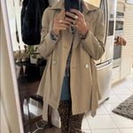 EXPRESS short Beige Double-Breasted Trench Coat Photo 11