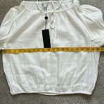 Gianni Bini Camilla Long Sleeve Pullover Woven Linen Blouse, White, Large, NWT Photo 13