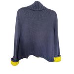 moda international Purple knit cardigan with yellow accents Size L high collar Size L Photo 3