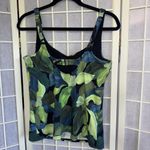 Athleta Bathing Suit Swim Tankini Top Green Floral Underwire Bra Cup 38 B/C Photo 1
