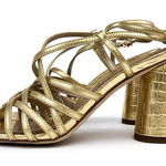 Sam Edelman  Daffodil Sandal Heels  Gold Strappy Metallic Size 7 Photo 0