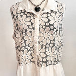 White 3D Flower Mesh Sheer Top Y2K Fairycore Coquette Bridal‎ XL Photo 0