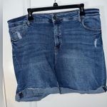Kut From The Kloth  Distressed Blue Cuffed Denim Pocket Biker Thigh Shorts Sz 18W Photo 3