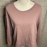 Peace Love World Mauve Raw Edge Crewneck Distressed Casual Sweatshirt Size XS Photo 0