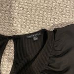 Haute Monde  Jumpsuit Womens Small Black Ribbed Ruffle Cap Sleeve Keyhole Fitted Photo 1