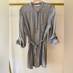 Women’s chambray grey tunic shirt, dress with belt XL Gray Photo 1