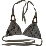 Despi Swim Women’s M Taupe Gray Snakeskkn Leather Detailed Unlined Bikini Top Size M Photo 2