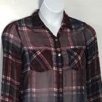 Charlotte Russe Plaid Button Up Tunic Shirt 90s Grunge Sheer Top Size Small Photo 11