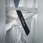 Lulus  Utmost Elegance White Swiss Dot Sleeveless Tiered‎ Midi Dress NWT Size M Photo 9