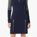 Lacoste  Knit Half Zip Long Sleeve Dress Womens 12 Navy Preppy Classic Tennis Photo 0
