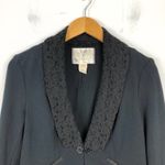 Free People  Black Tuxedo Lace Lapel Cropped Boho Blazer Size Small Photo 1