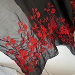 Jessica McClintock  Black Poncho with Red Floral Design Photo 8