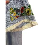 J Gee 2X Boho Peasant Tunic Dress Seersucker Embroidered Fringe Hem Off Shoulder Blue Size undefined Photo 1