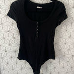 Reformation  Ribbed Knit Bodysuit Black Photo 0