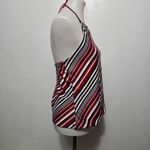 No Boundaries  Y2K Red and Black Striped Halter Top – Retro Bubble Hem Clubwear Photo 3
