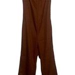 ZARA Sleeveless Jumpsuit Turned Up Hem Side Zipup Square Neck Buttons XS Brown Photo 0