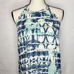 Nicole Miller  100% Linen Halter Sleeveless Tie-Dye Blue Aqua Short XS Dress Photo 1