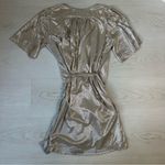 Sabina Musayev Mercury Mini Dress Metallic Shimmer Mini Dress Tie Front Size M Silver Size M Photo 4