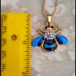 Blue with Crystals Bumble Bee Charm Pendant & 18" Chain Photo 3