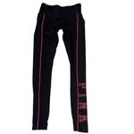 PINK - Victoria's Secret Victoria's Secret PINK Ultimate Black Mesh Leggings XS High‎ Rise Hot Pink Logo Photo 1