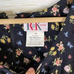 Vintage Black Ditsy Floral Ruffle Hem Grunge Midi Dress Size 12 Photo 4