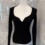 H&M black ribbed knit sweetheart neckline top/sweater, size small Photo 6