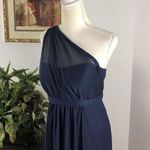 David's Bridal  Bridesmaid Dress size 12 Blue One Shoulder Lined Photo 1