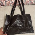 Brown crocodile print purse; no brand Photo 3