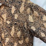 EUC Vintage Metro Express women’s brown tan print button front 100% silk shirt M Size M Photo 1