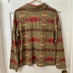 Chaps XL (L) Aztec Southwestern Boho Sweatshirt Pullover Cotton (Fits Like Lg) Green Photo 1