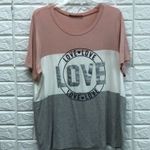 Raggs II Riches  color block blush LOVE graphic‎ tee plus size 1x Photo 2
