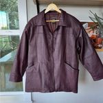 Vintage 70s 80s Salon Studio Burgundy Oxblood Leather Chore Coat Jacket Sz XL Red Photo 0