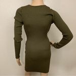 Say What? Say What Dark Green Ribbed Bodycon Dress With Faux Leather Trim Size M Photo 3