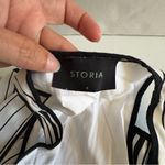 Storia  sleeveless side tie high low maxi dress white black stripes size small Photo 11