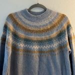 J.Crew Sweater Blue Fair Isle Yoke Puff-Sleeve Sweater Sz XXS EUC Oversized Photo 2