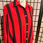 Rafaella Vintage button down Striped blouse work office Red and Black Shirt Size 14 Photo 1