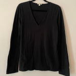 James Perse Standard Black V-neck Long Sleeve Shirt Cotton Women size 3 / Large Photo 0
