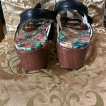 Alegria  Black Leather Platform Sandals with Floral Insole Photo 3