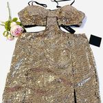 NWT Lulus Luxe Gold Sequin Cutout Bodycon Mini Dress. Size L Photo 5