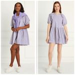Hill House  Tuckernuck Purple Gingham Print Adeline Babydoll Dress Swedish Dot Photo 1