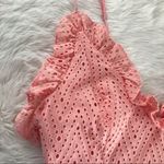 C/MEO COLLECTIVE  Eyelet Mini Dress Spaghetti Strap Cotton Ruffle Peach Large New Photo 9
