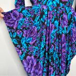 Vintage Black Blue Purple Floral Garden Rose Ruched Dress Size undefined Photo 6