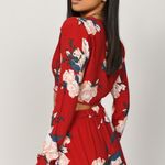 Tobi red floral long sleeve crop top small nwt #19 Photo 1