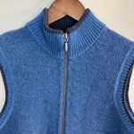Duluth Trading Co Vest L Womens Blue Lambswool Cotton‎ Knit Full Zip Sleeveless Size L Photo 2