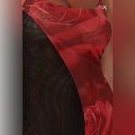 Meshki Two Tone Mesh Mini Dress - Oversized Rose Print Photo 4