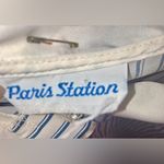 Vintage Paris Station Bow Tie Blouse Blue Size M Photo 5