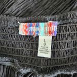 Urban Outfitters  Black Crinkle Button Front Empire Top Long Sleeve Smocked L Photo 4